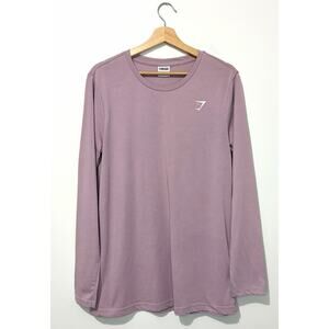 Gymshark Essential Mens T Shirt L Dusty Pink Long Sleeve Crew Neck Logo